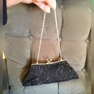 Black Sequence Clutch Purse with Optional Chain!  NWOT